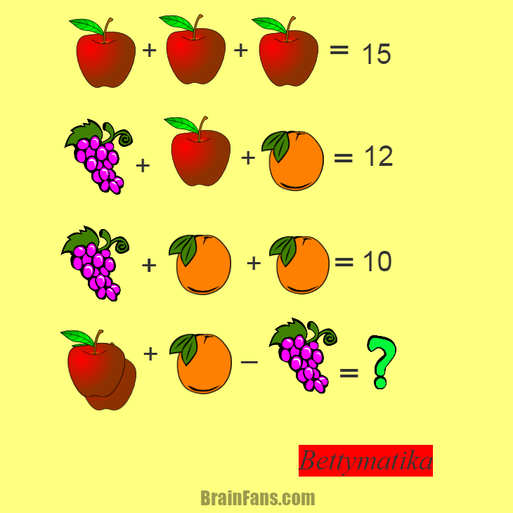 Brain teaser - Kids Riddles Logic Puzzle - Fruit - How much?