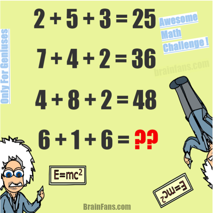 Brain teaser - Number And Math Puzzle - awesome math challenge - Use your skills and solve this math challenge. This awesome number puzzle is waiting for the single person to solve it. Please like & answer below. Thank you! User your brain every day!