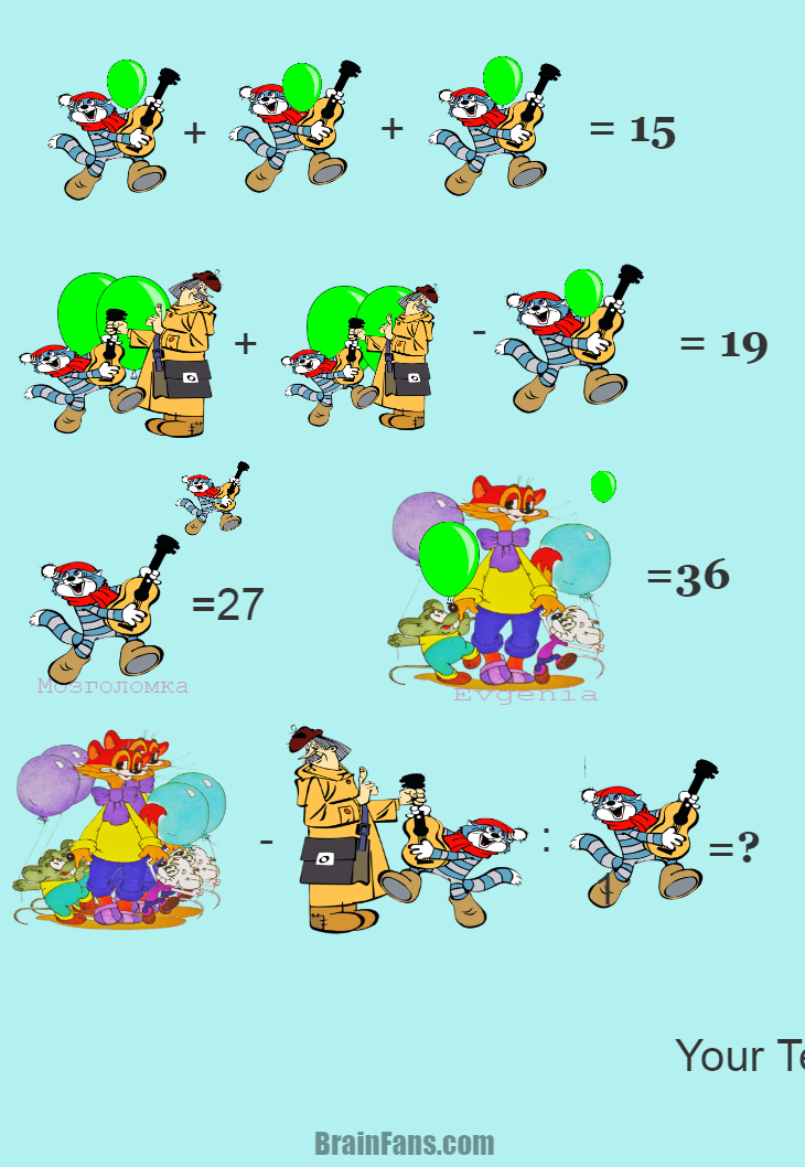 Brain teaser - Number And Math Puzzle - Cartoon characters - 