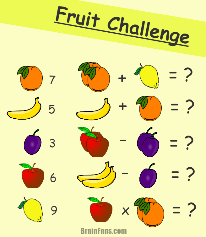 Fruit Math Challenge | Kids Riddles Logic Puzzle - Brainfans