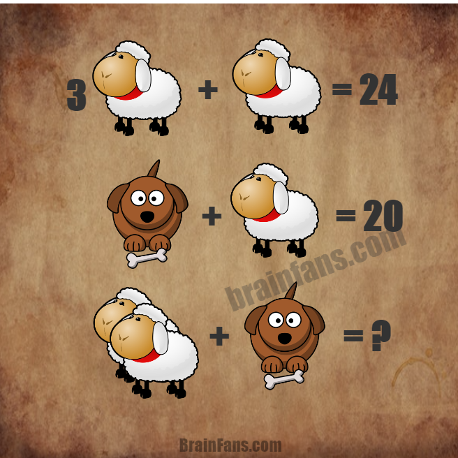 Brain teaser - Number And Math Puzzle - Funny math puzzle - One funny math puzzle with sheep and dog. Which is the correct results of the equations? Please share your answer below in the comments.