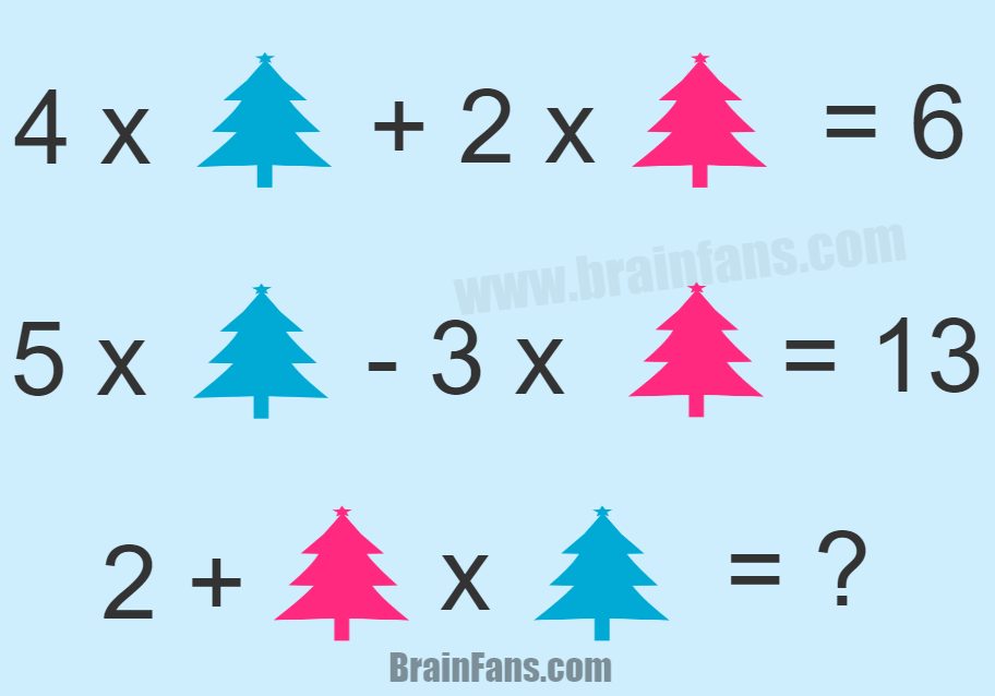 Brain teaser - Number And Math Puzzle - math puzzle with two variables - solve this math puzzle with two equations.. there is a blue tree and a red tree.. what is the result of that puzzle? Please share in comments if you found the answer:)