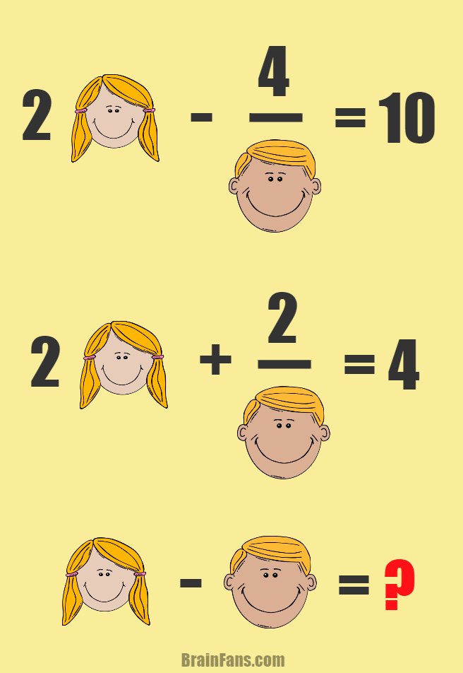 Brain teaser - Number And Math Puzzle - Math with a boy and a girl - Find the result GIRL - BOY = ?