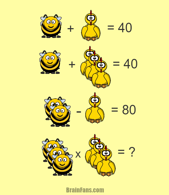 Brain teaser - Number And Math Puzzle - This one is math - Too many bees and chickens. Find the value of the result;)