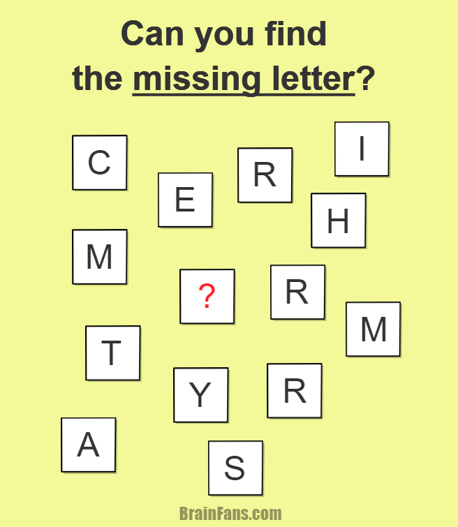 Can You find The Missing Letter Riddle Picture Logic Puzzle BrainFans