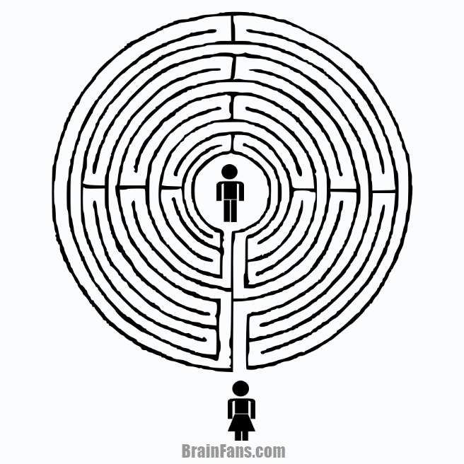 Brain teaser - Picture Logic Puzzle - labyrinth puzzle  - Can the man find the way to his wife?